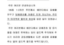 베란다 담배꽁초 투척금지